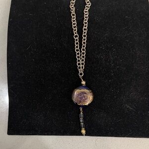 Elegant Gold and Blue Pendant Necklace